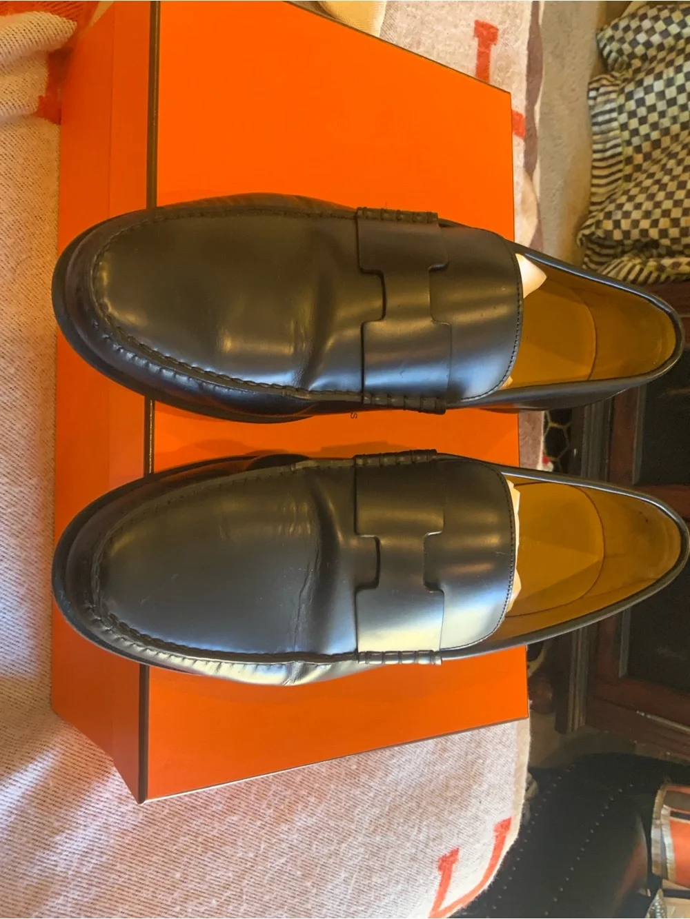 Hermes Black Leather Men's Luc Loafer